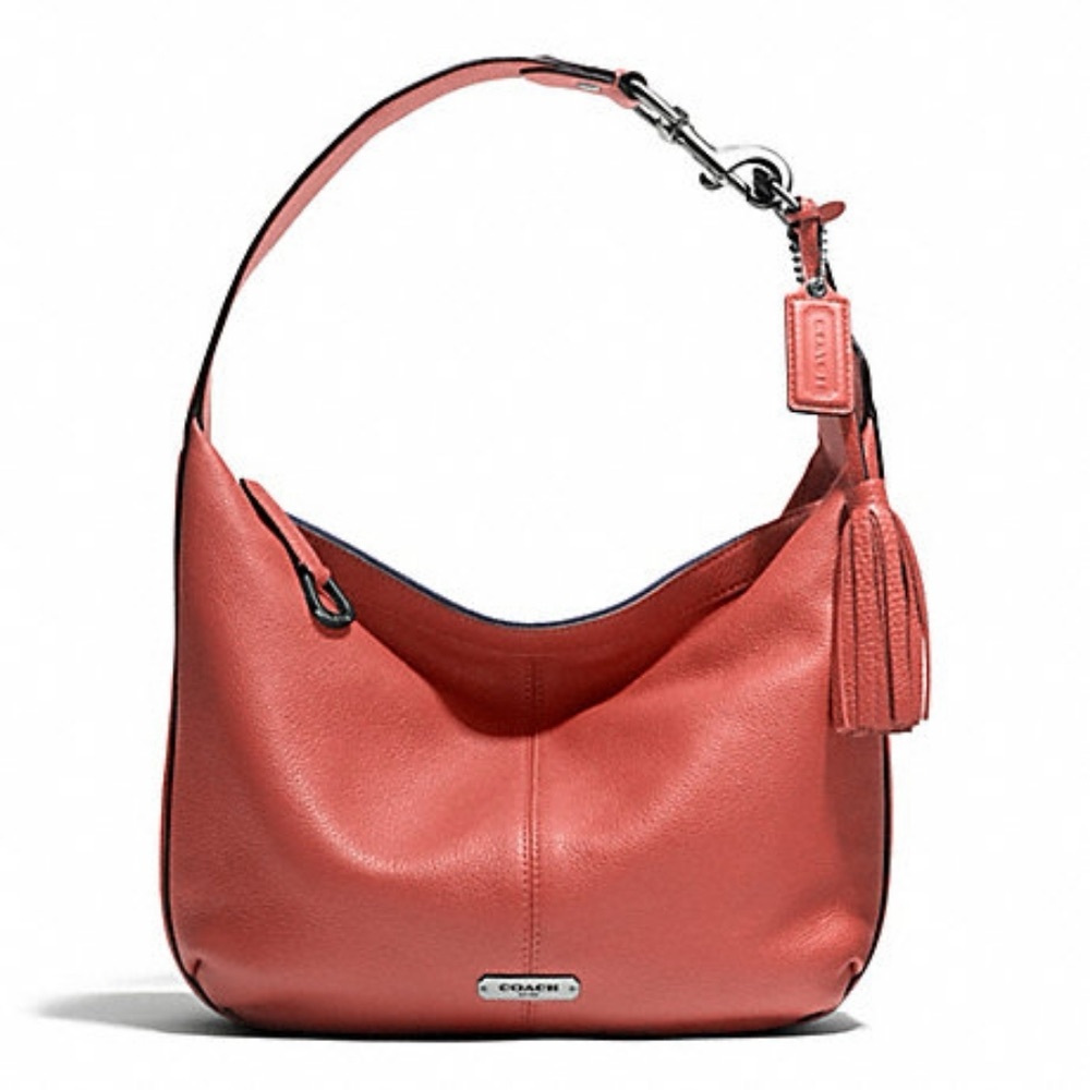 Coach Avery Red Orange Leather Hobo Bag